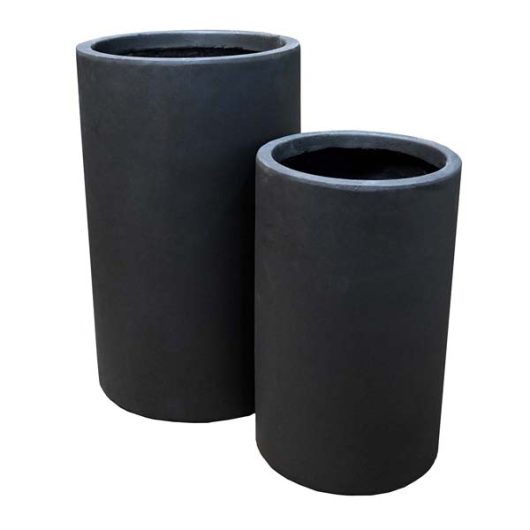 GardenLite Tal Cylinder Black Assorted sized decorative pots for feature plants