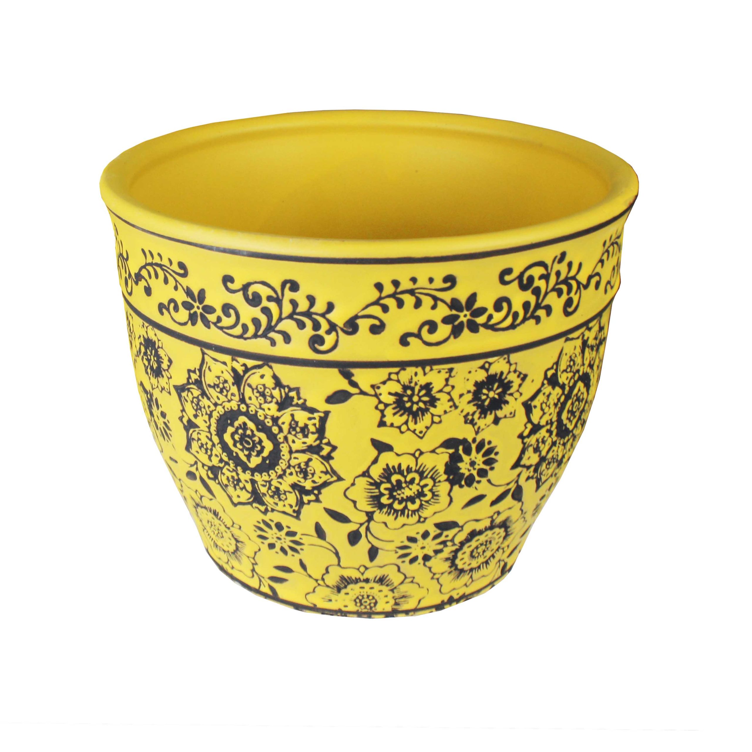 Tang Mini Cover Flower glazed pot yellow decorative pot for feature plants