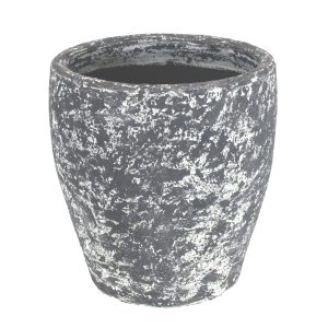 A grey and white planter pot with a white background ceramic for decorative feature plants