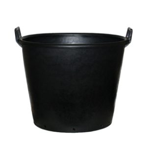 The Black Plastic (Mastelli Con 60) 90L Pot, featuring two sturdy handles, is photographed against a plain white background.