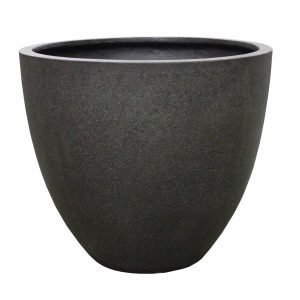 The UrbanCrete Deep Bowl Black L 83x73cm is a large, dark grey ceramic planter with a smooth round shape, featuring a wide opening at the top and a tapered base.