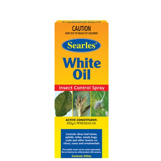 Box of Searles 'Penetraide' insect control spray, 200ml, designed to combat citrus leaf miner, aphids, mites, mealy bugs, and scale on citrus plants as well as roses and ornamentals. Formulated with Searles Penetraide for increased effectiveness and contains 820g/L petroleum oil.