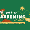 Illustration of a person gardening with the text "Cost of Gardening Crisis Solved" and a watering can tag. Sun icon above, announcing our Winter Plant Clearance Sale. Gardening Crisis Solved Sale